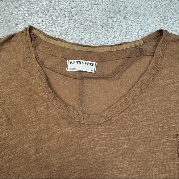 We The Free People Linen Blend Asymmetrical granola Slub Knit Top Casual Larg - Picture 5 of 9